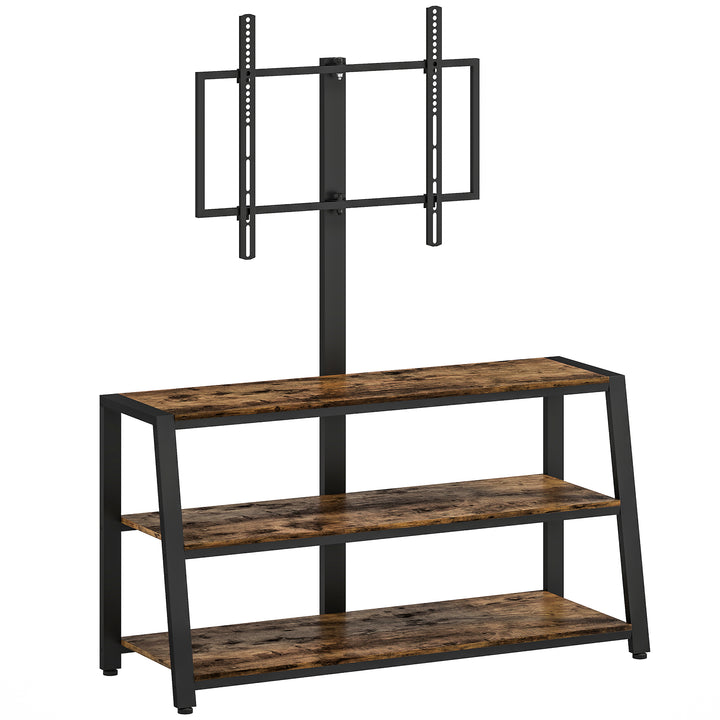 Industrial-Style TV Stand, with 35° Swivel Bracket - Dark Brown