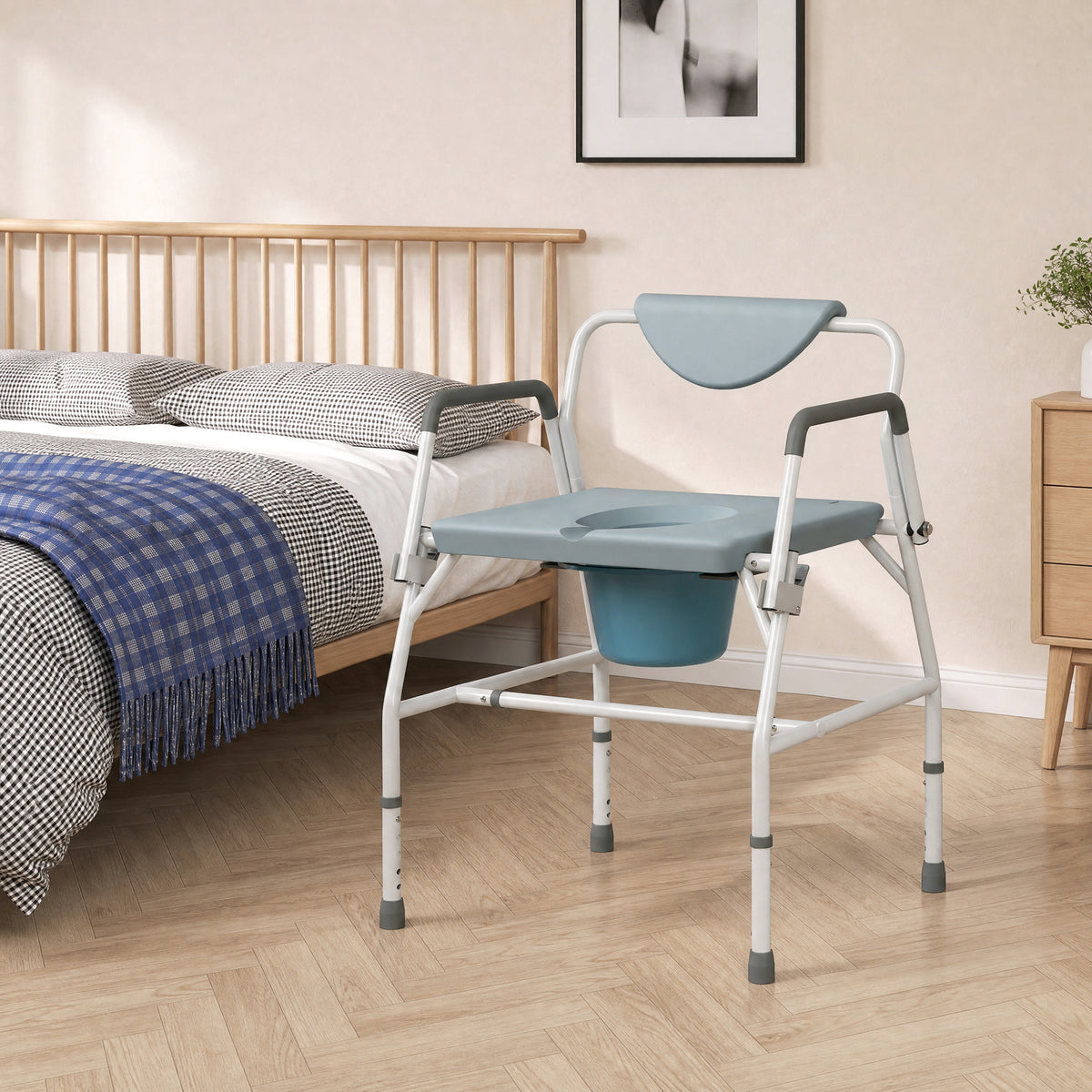 Height Adjustable Bedside Commode, Heavy Duty Commode Toilet Chair - view 2