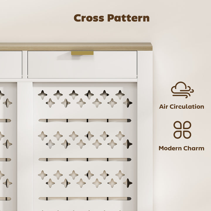 MCL 108 x 19 cm Minimal Radiator Cover, with 2 Drawers - White