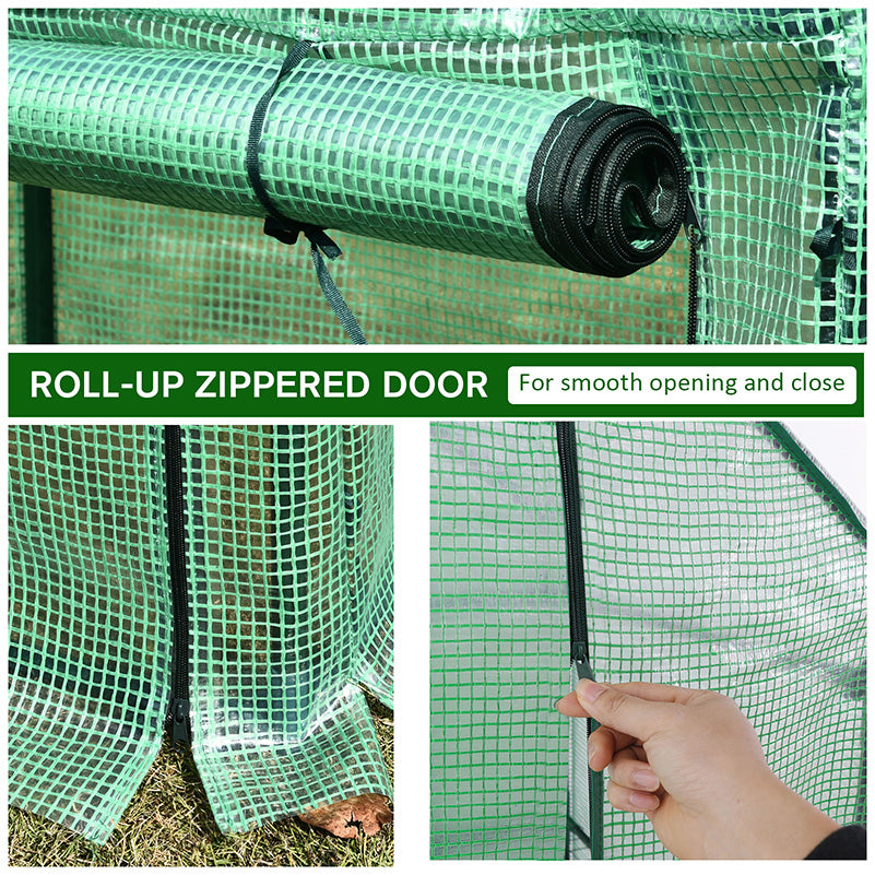 Outsunny Greenhouse Sanctuary: Zipper-Entry Plant Shelter for Verdant Nurturing, 100L x 50W x 150H cm, Emerald Green | Aosom UK