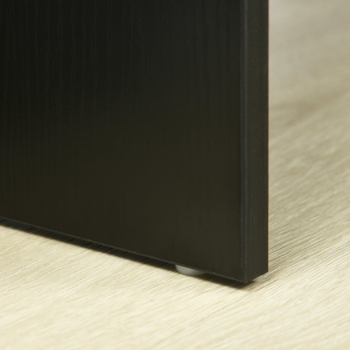 Modern Computer Desk, Home Office Table, Small Writing Desk with Storage Shelf, 90 x 50cm, Black Wood Grain