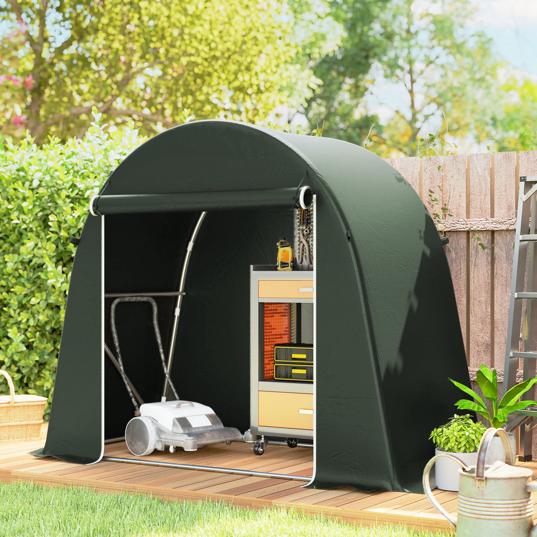 8 x 4 ft Garden Storage Tent, Waterproof Bike Tent with Roll-up Zipper Door and Galvanised Metal Frame