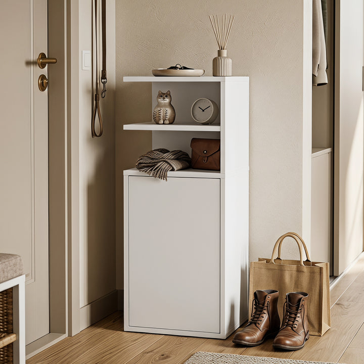 Slim Bedside Table Set of 2, Narrow Bedside Cabinet with Open Cubbies 
