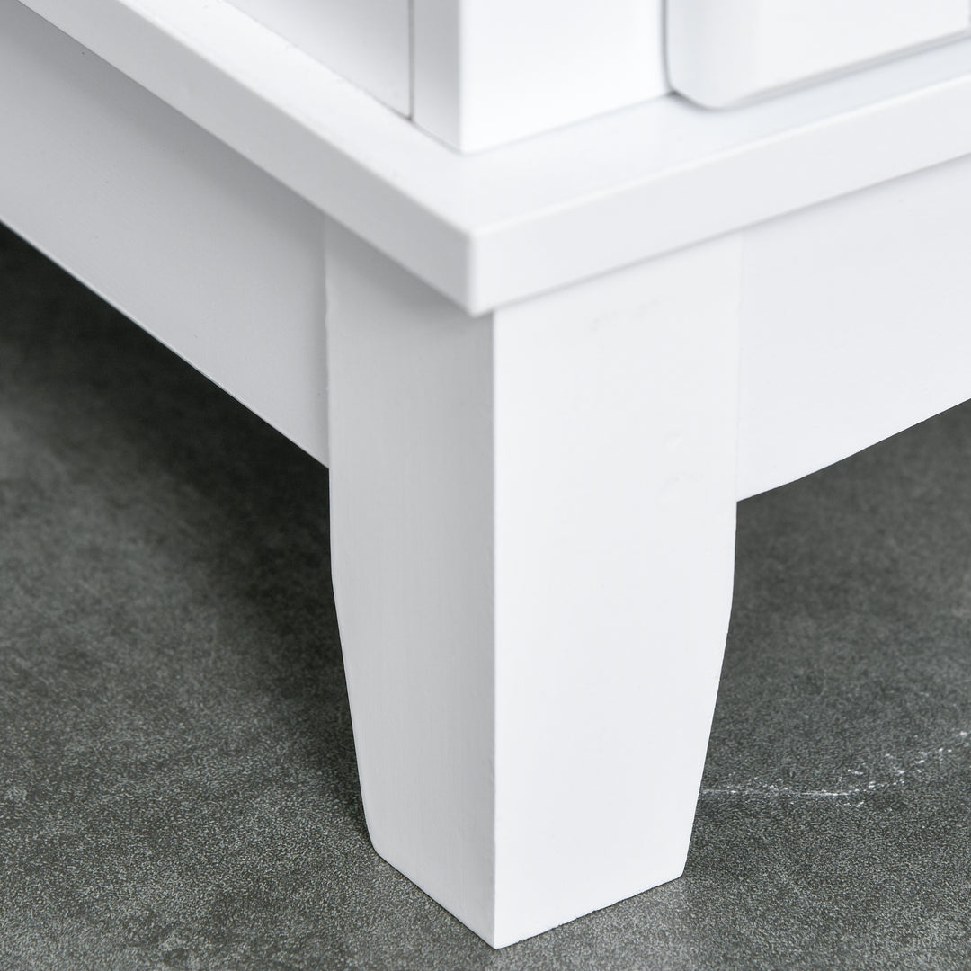 MCL Freestanding Kitchen Cupboard, Kitchen Storage Cabinet with Framed Glass Doors, 2 Drawers, Microwave Counter, White