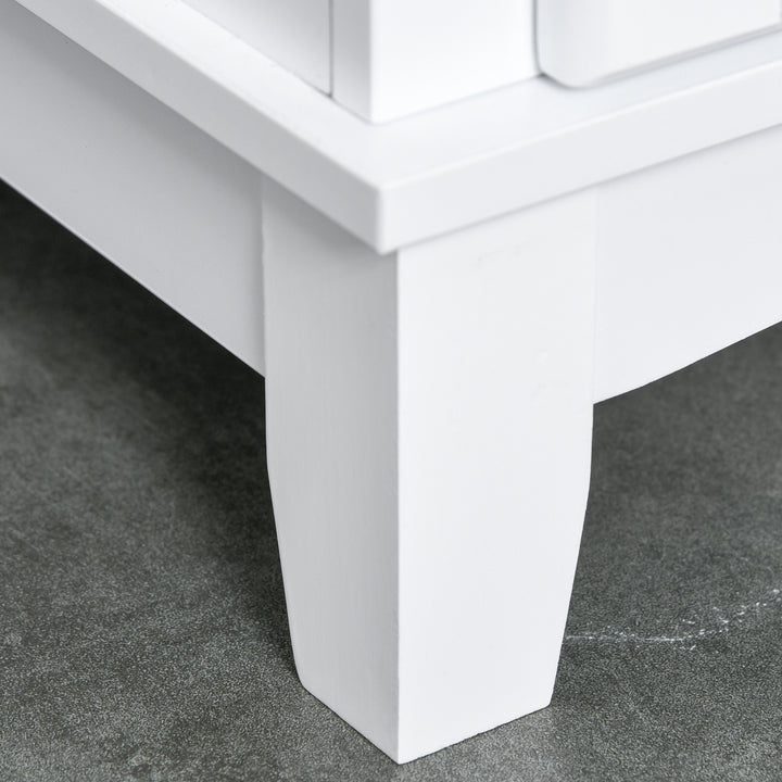 MCL Freestanding Kitchen Cupboard, Kitchen Storage Cabinet with Framed Glass Doors, 2 Drawers, Microwave Counter, White