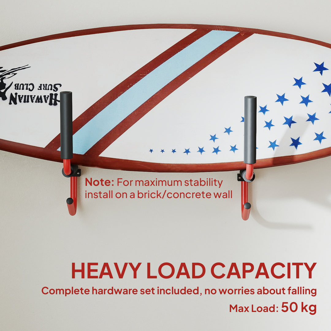 MCL Kayak Canoe Heavy Duty Wall Mounted Storage Holder Rack Heavy Duty Storing Hangers Red