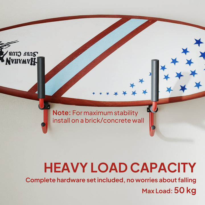 MCL Kayak Canoe Heavy Duty Wall Mounted Storage Holder Rack Heavy Duty Storing Hangers Red