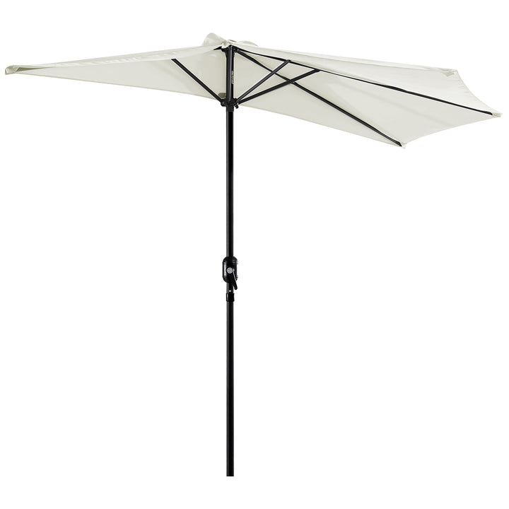 Outsunny 2.7m Balcony Half Parasol 5 Steel Ribs Construction Garden Outdoor Umbrella Cream White | Aosom UK