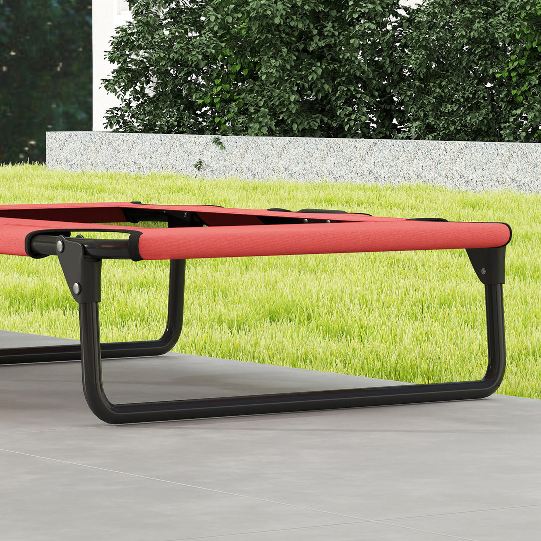 Portable Raised Dog Bed, Elevated Pet Cot with Breathable Mesh for Indoor Outdoor, for Small Medium Dogs, Red