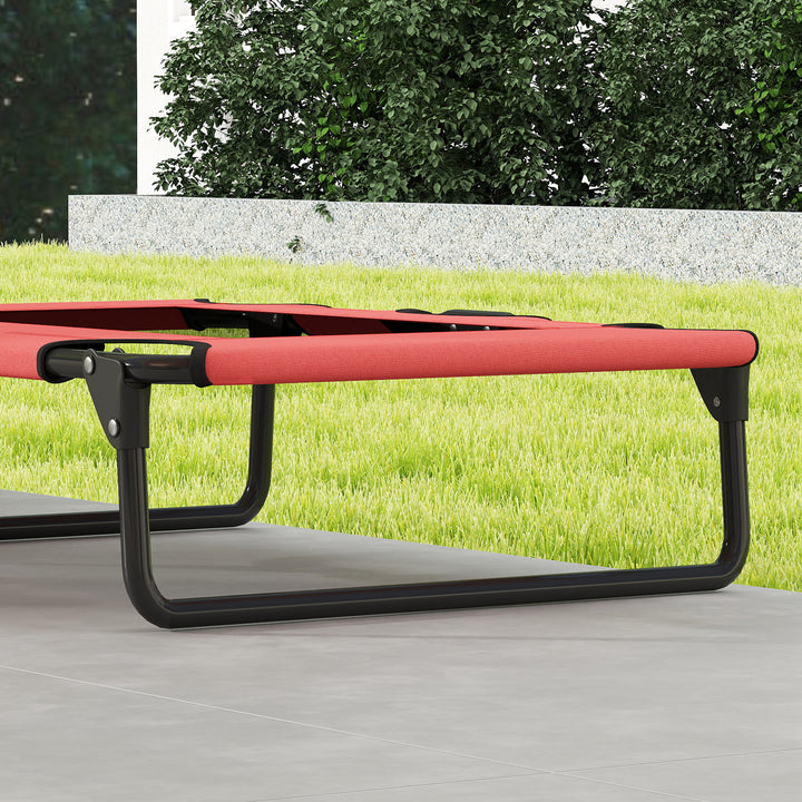 Portable Raised Dog Bed, Elevated Pet Cot with Breathable Mesh for Indoor Outdoor, for Small Medium Dogs, Red