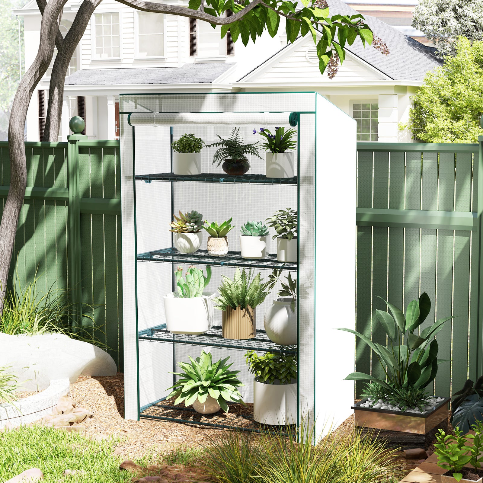 Four-Tier Mini Greenhouse - Green/White