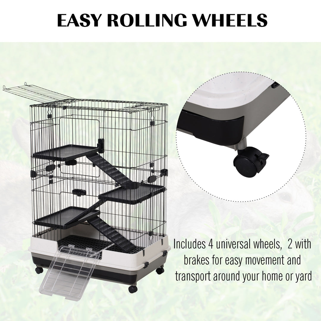 Metal Wire 3-Tier Small Guinea Pigs Hutches Rabbits Hutches Black/White