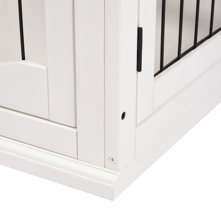 Dog Crate Furniture, Puppy Crate End Table, Pet Kennel House with 2 Doors for Medium and Small Dogs, 81 x 58.5 x 66 cm, White