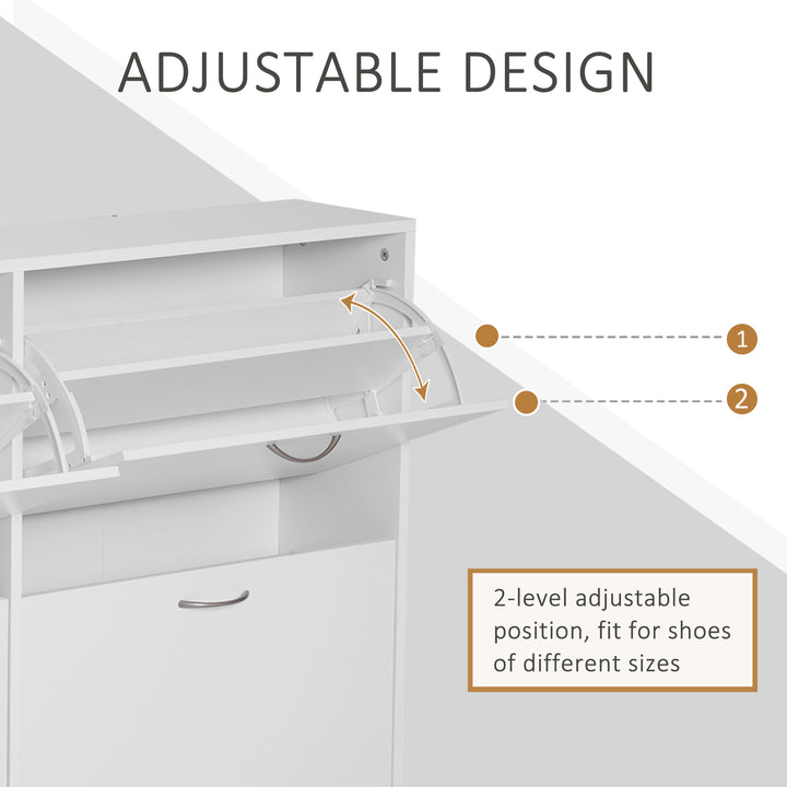 HOMCOM Shoe Cabinet, 120Lx24Wx81H cm, Particle Board-White | Aosom UK