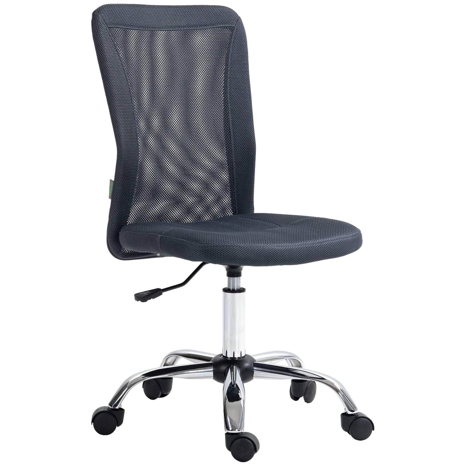 Computer Desk Chair, Mesh Office Chair with Adjustable Height and Swivel Wheels, Armless Study Chair, Dark Grey