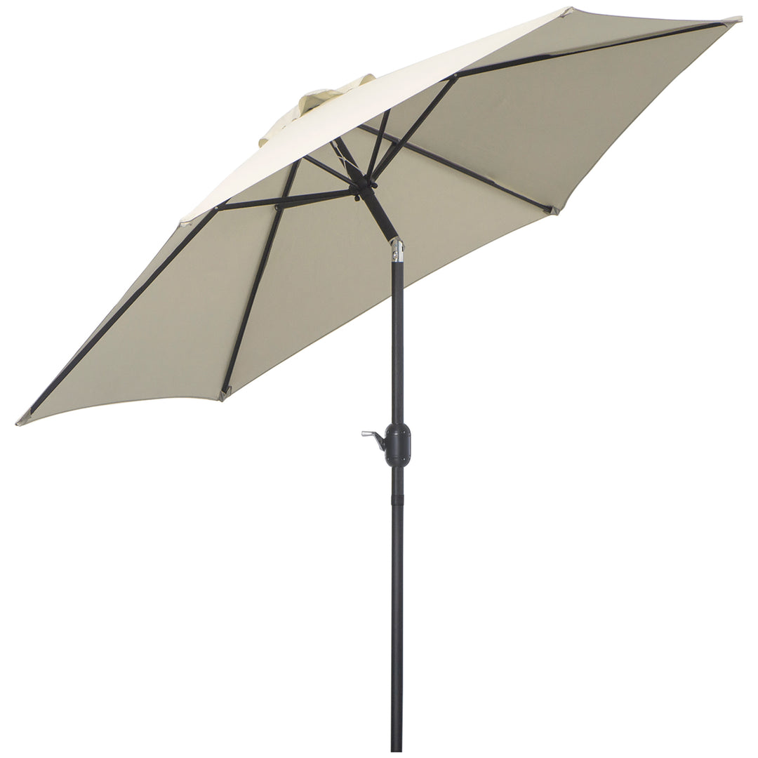 2.6M Garden Parasol Umbrella with Tilt and Crank, Outdoor Sun Parasol Sunshade Shelter with Aluminium Frame, Cream White