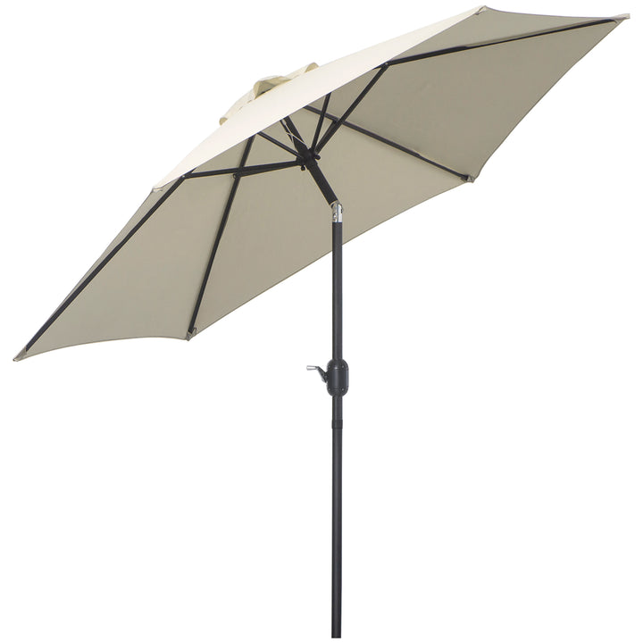 2.6M Garden Parasol Umbrella with Tilt and Crank, Outdoor Sun Parasol Sunshade Shelter with Aluminium Frame, Cream White
