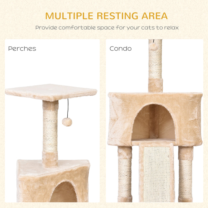 Corner Cat Tree for Indoor Cats, Kitten Tower with Scratching Post House Ladder Toy - Beige