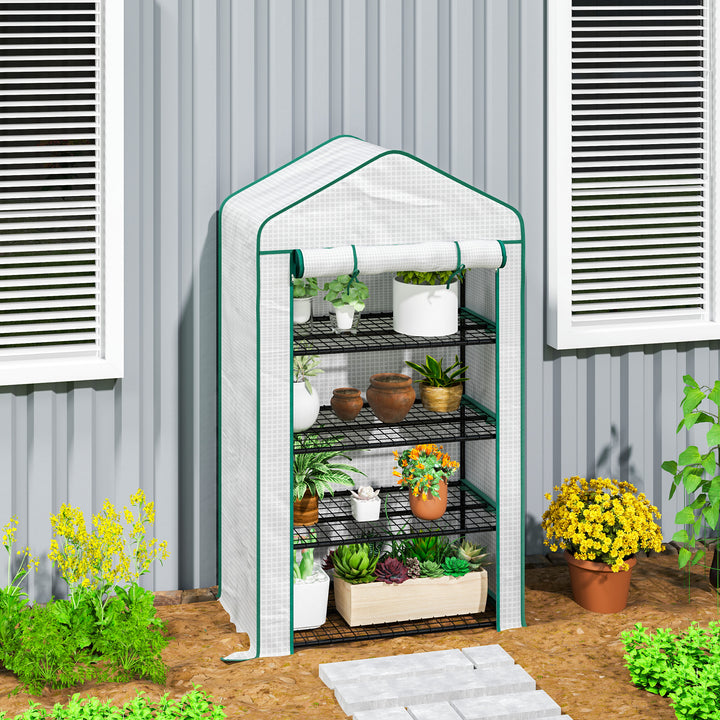 Four-Tier Mini Greenhouse, with Reinforced Plastic Cover