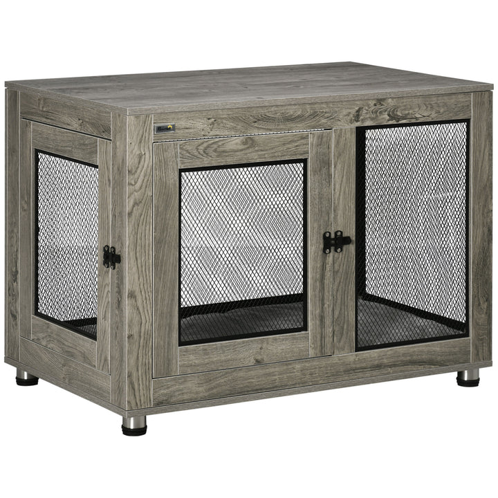 2-in-1 Dog Cage & Side Table, with Two Doors, Cushion, for Large Dogs