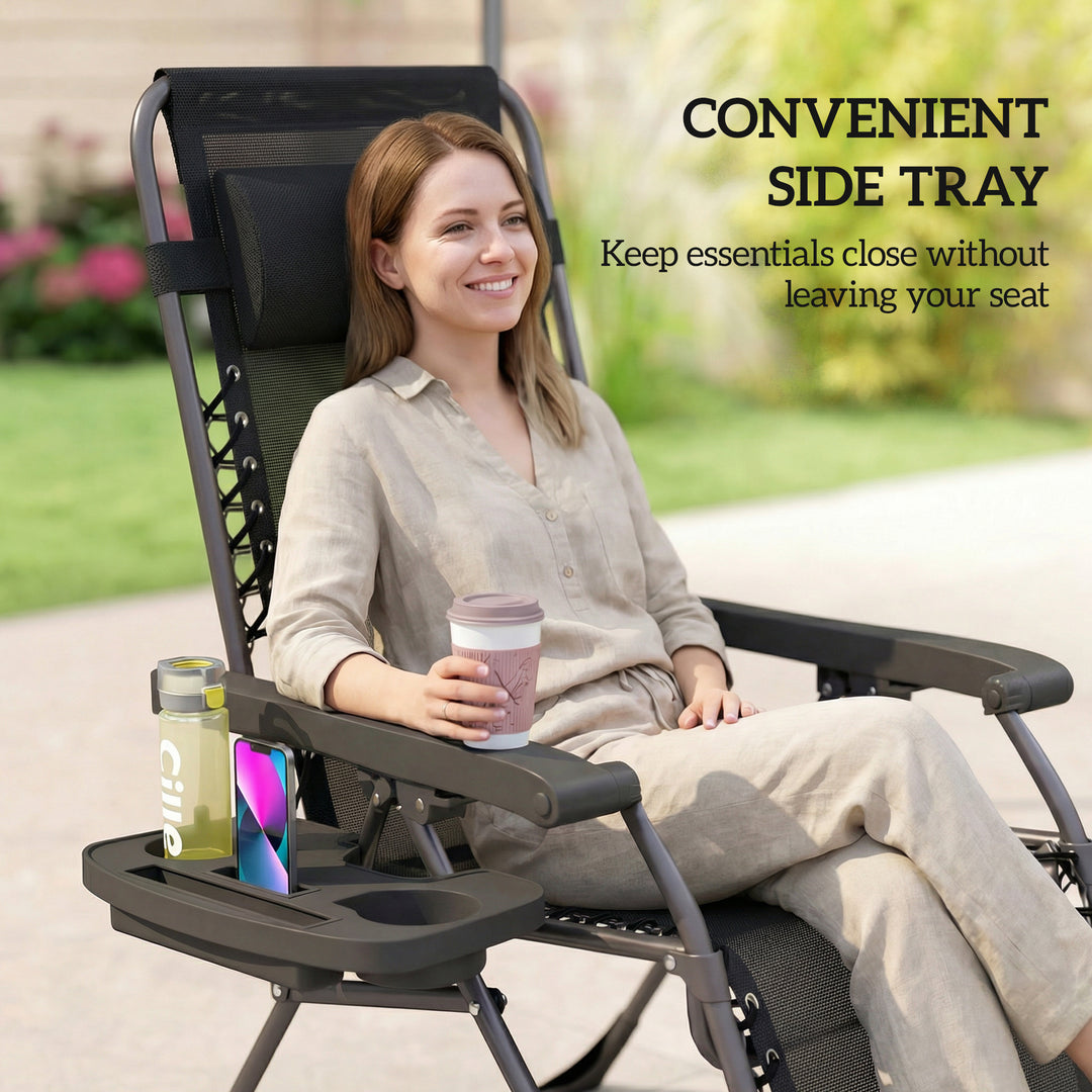 Zero Gravity Chairs Set of 2, Folding Sunloungers Reclining Garden Cha