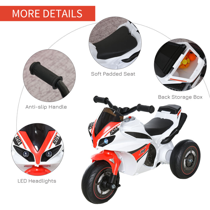 Kids Ride-On Police Bike 3-Wheel Vehicle w/ Music Lights Safe Seat Handlebars Toddler NO POWER Child Learning Fun Development 18-36 Months White