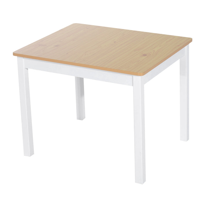 4-Piece Kids Table and Chair Set with 2 Wooden Chairs, 1 Storage Bench, and Interesting Modern Design, Beige/White
