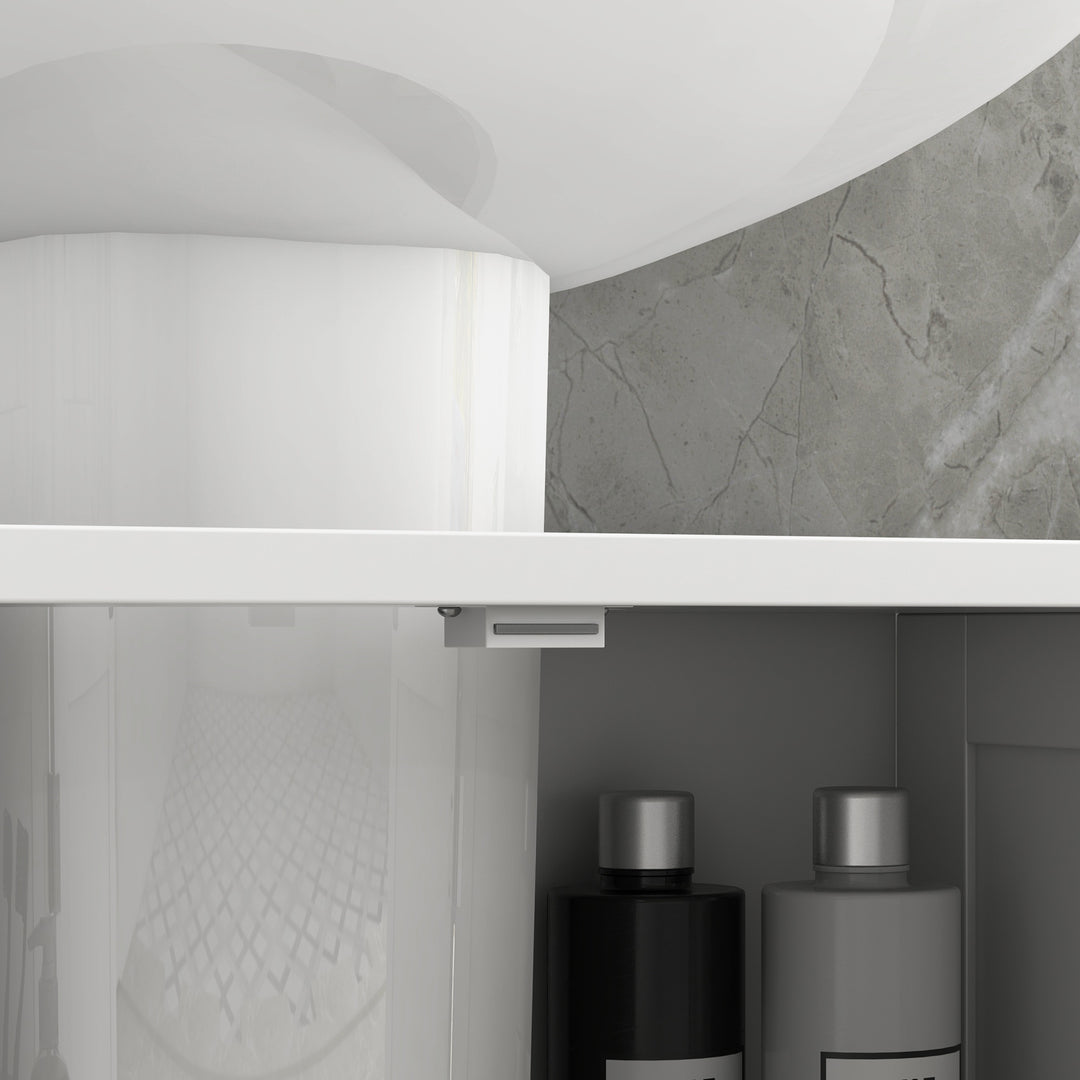 MCL Under Sink Bathroom Storage Cabinet 2 Layers Vanity Unit Wooden - White