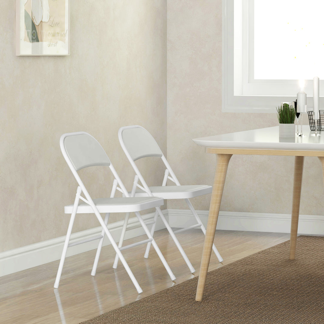 Set of Two Cushioned Folding Chairs - White