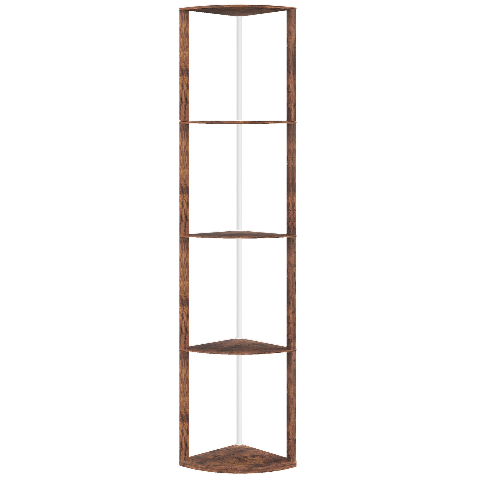 RGB LED Floor Lamp with Shelves, 5-Tier Dimmable Standing Lamp with Adjustable Brightness and Remote Control, Modern Corner Display Shelf Unit for Living Room Bedroom Office, Rustic Brown