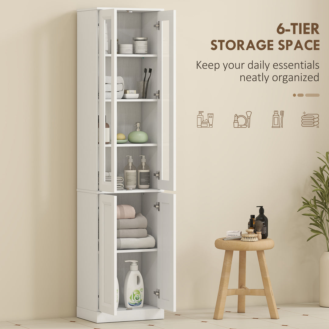 Tall Bathroom Storage Cabinet, 6-Tier Slim Bathroom Cabinet with Adjus