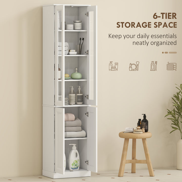 Tall Bathroom Storage Cabinet, 6-Tier Slim Bathroom Cabinet with Adjus