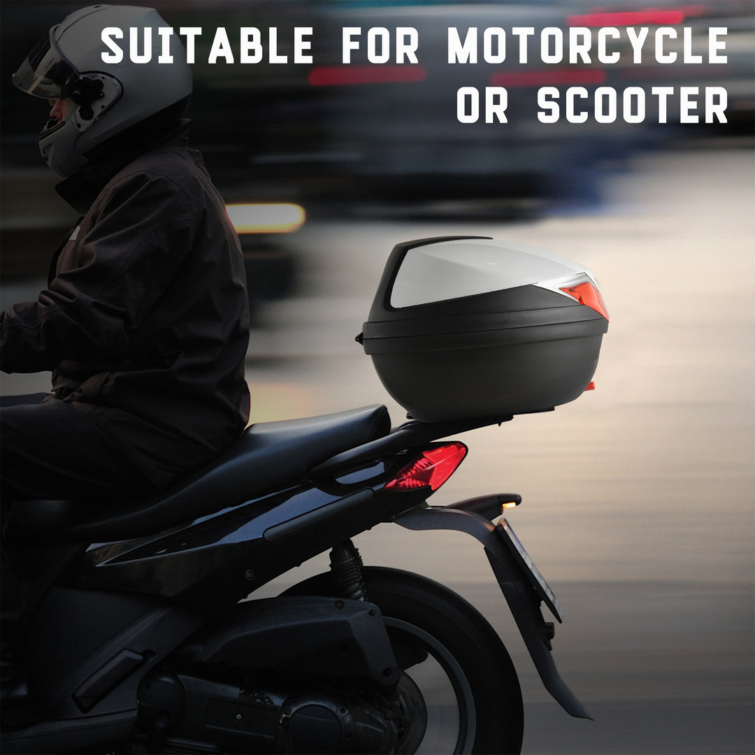 32L Motorcycle Tail box Helmet Top Case Motorbike Luggage Storage Trunk Carrier Mount Rack