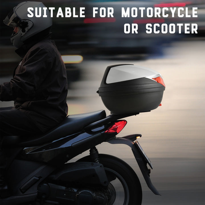32L Motorcycle Tail box Helmet Top Case Motorbike Luggage Storage Trunk Carrier Mount Rack