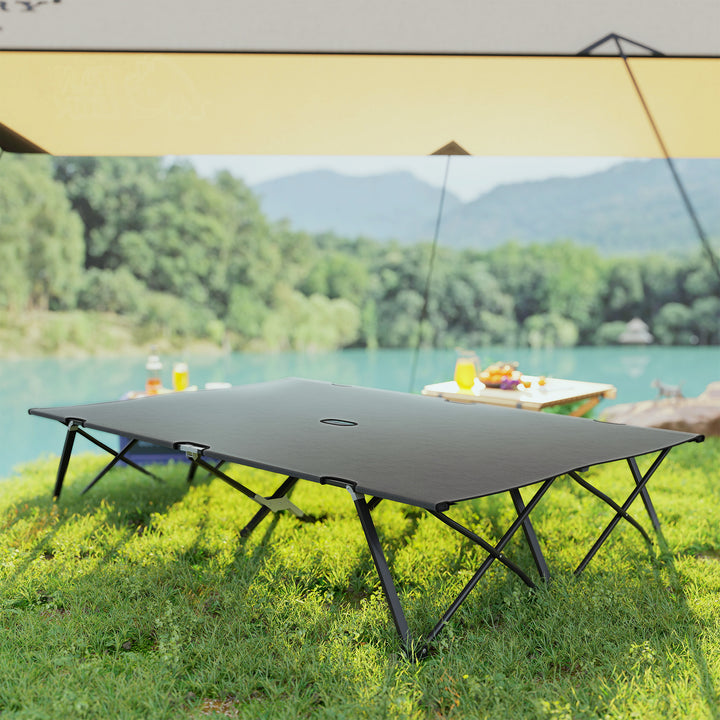 Double Camping Cot Bed, with Bag - Charcoal Grey