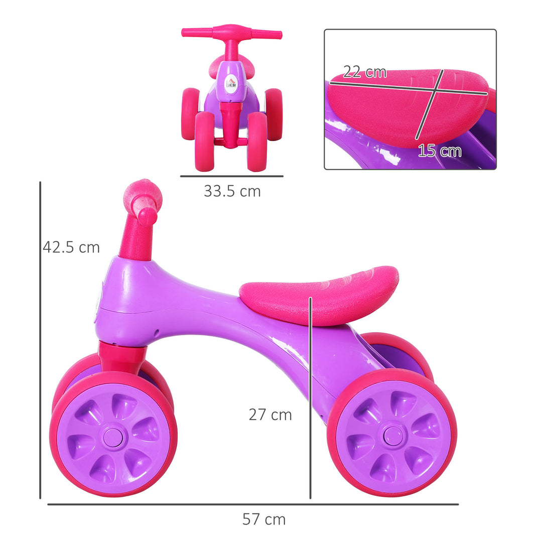 HOMCOM Toddler Walker: Ride-On Balance Trainer with Rubber Wheels, Playful Purple | Aosom UK