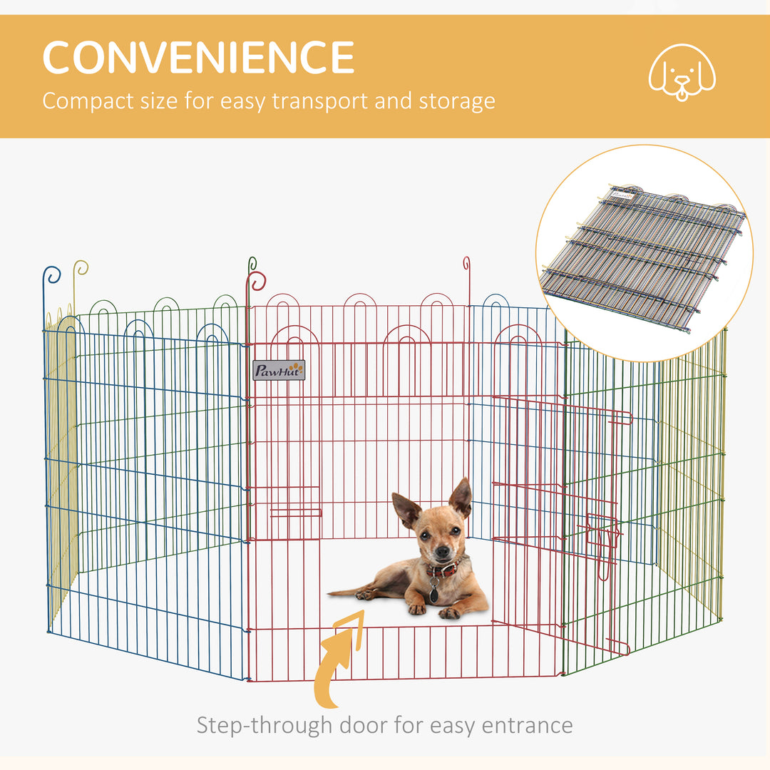 PawHut Pet Playpen Crate, with Eight Panels, Door, for Indoors and Outdoors, 60H x Φ156cm | Aosom UK