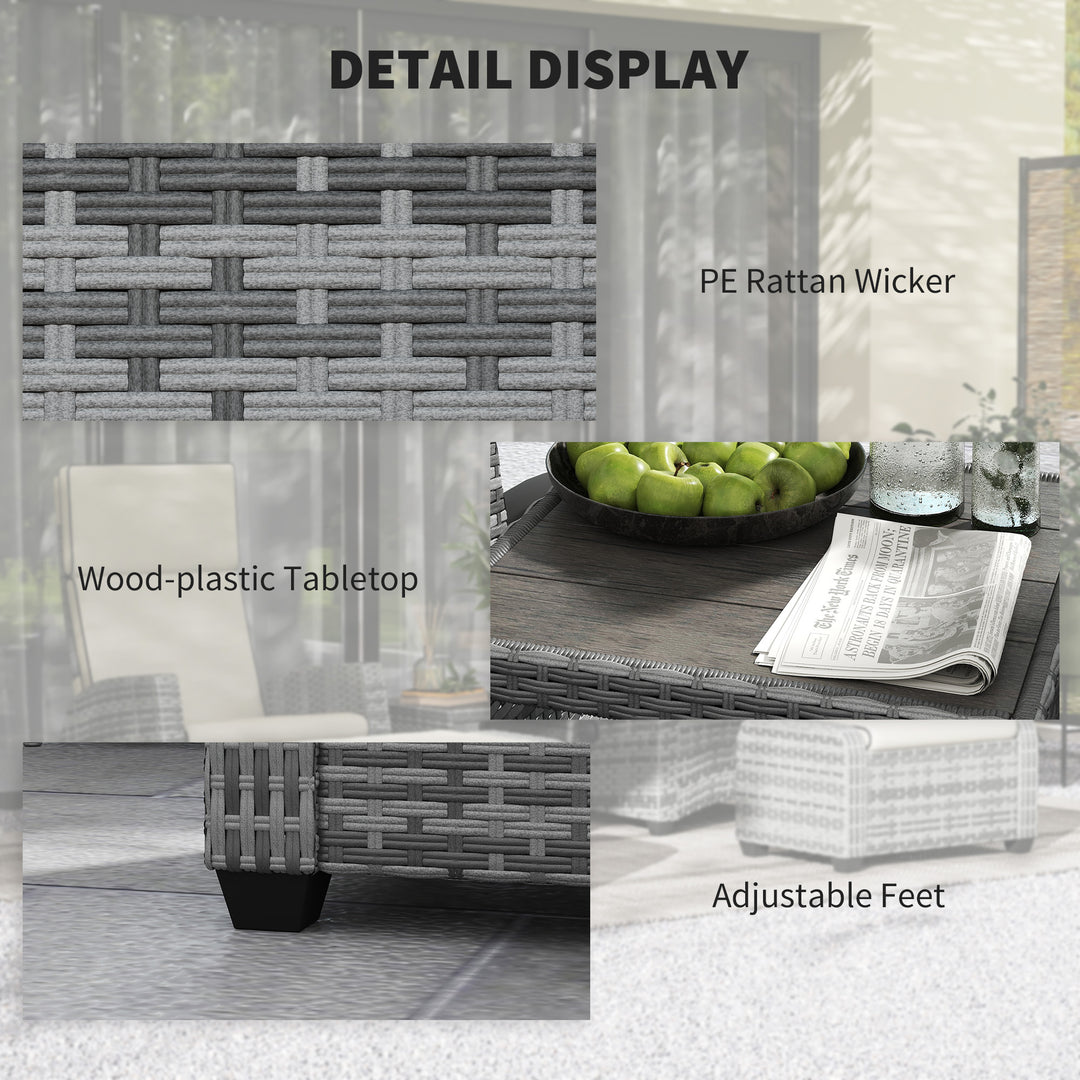 5-Piece Rattan Garden Furniture Set with Cushions - Grey