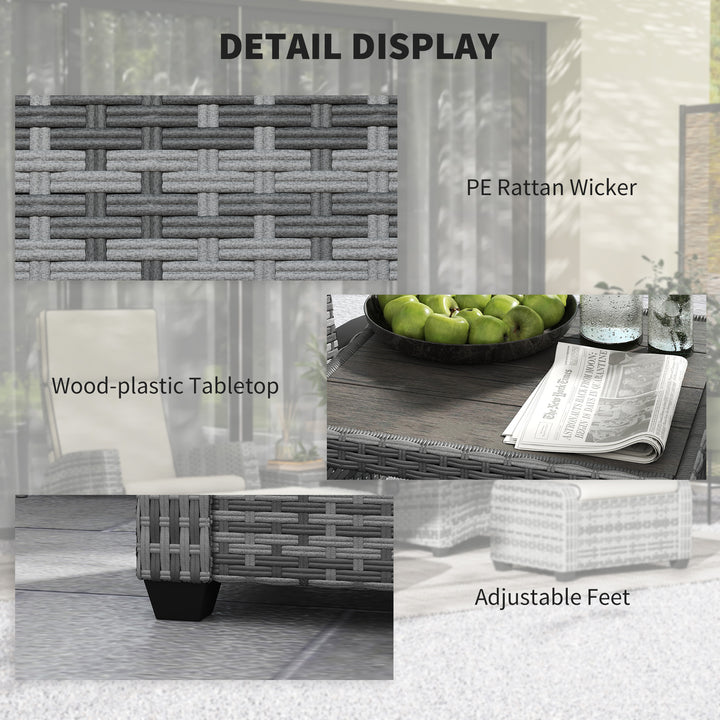 5-Piece Rattan Garden Furniture Set with Cushions - Grey