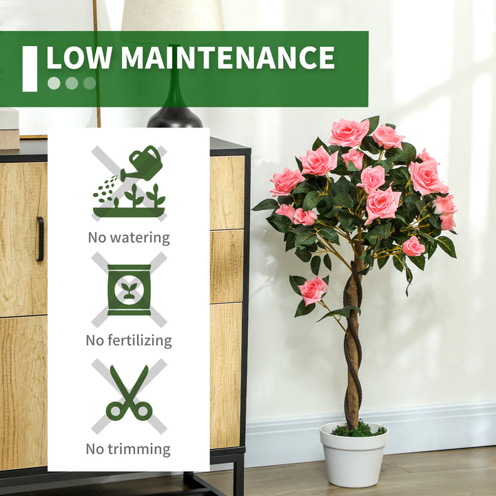 Set of 2 Artificial Plants Pink Rose Floral in Pot, Fake Plants for Home Indoor Decor, 90cm
