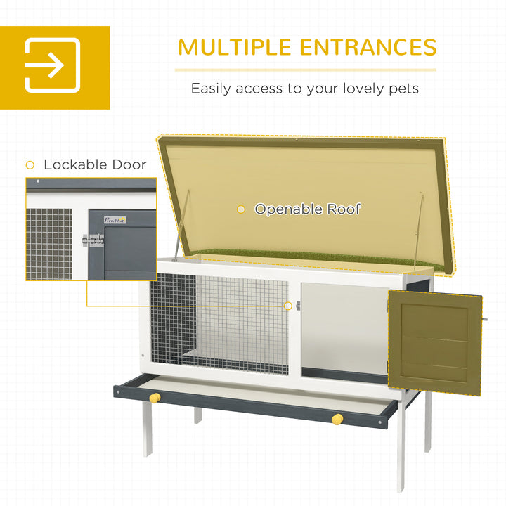 MCL Wooden Rabbit Hutch Guinea Pig Hutch Bunny Cage Small Animal Habitat Openable Asphalt Roof for Outdoor Use 90 x 45 x 65 cm