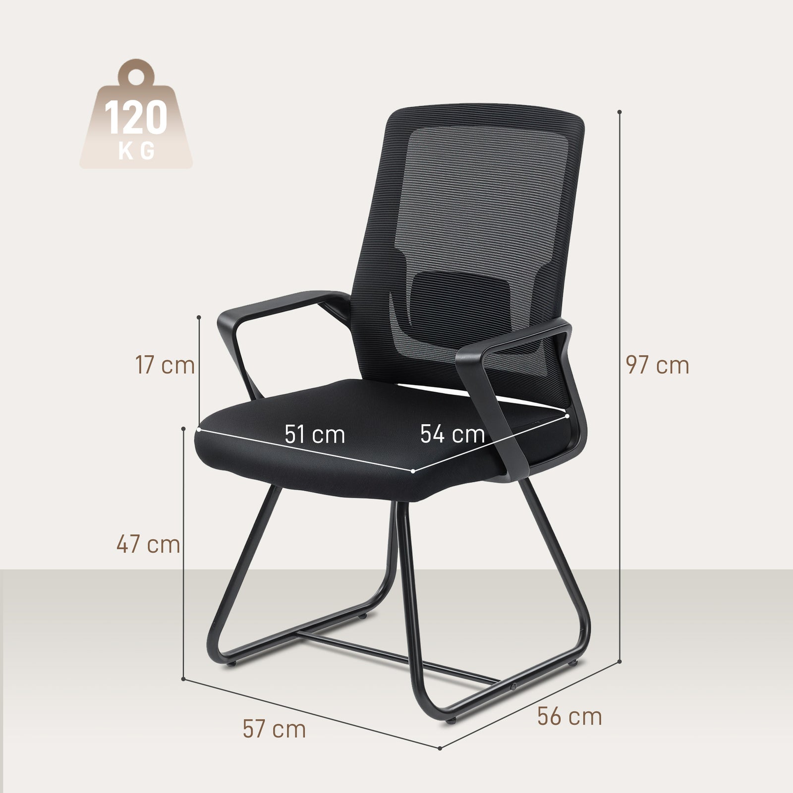 Desk Chair No Wheels, Office Chair with Mesh Back, Lumbar Support, Met