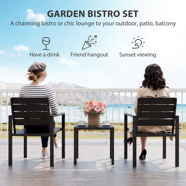 3 Pieces Garden Bistro Set for 2, Outdoor Bistro Table and Chairs with