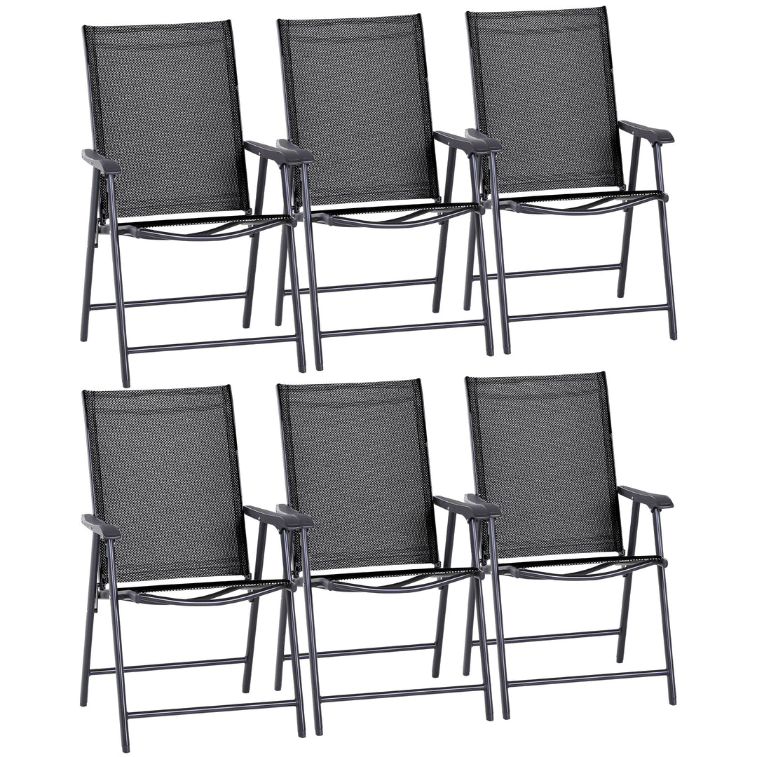 Set of Six Folding Garden Chairs - Black