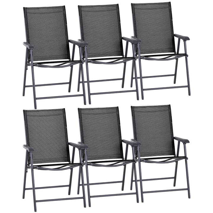 Set of Six Folding Garden Chairs - Black