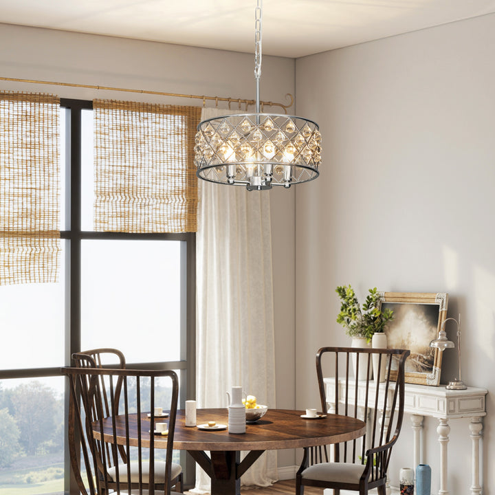 MCL 51 Crystallite Four-Bulb Chandelier - Silver-Tone