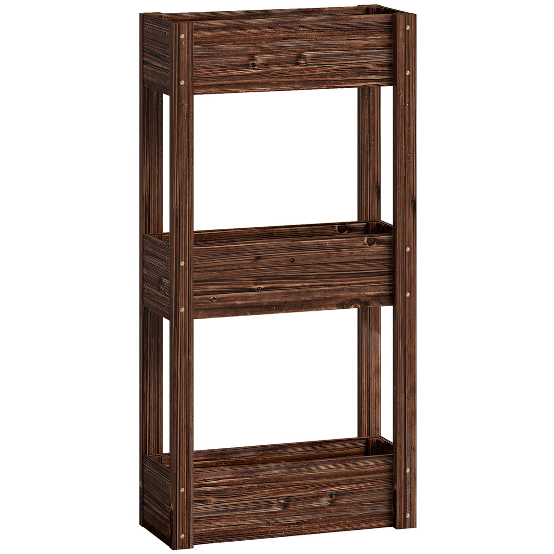 3-Tier Wooden Raised Planter, Raised Garden Bed on Legs with Drainage 
