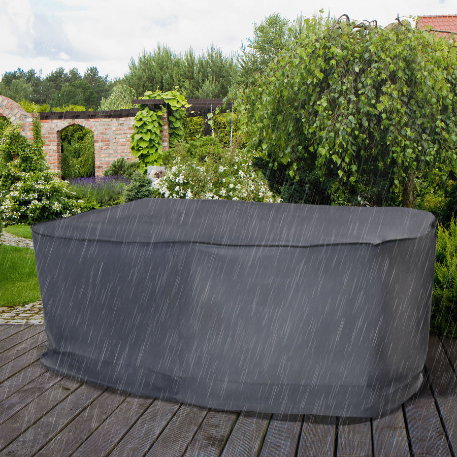 Garden Furniture Cover, Waterproof Windproof 420D Heavy Duty Oxford Fabric Rattan Furniture Cover, Rectangular Outdoor Table Chair Set Cover, 235 x 135 x 94cm
