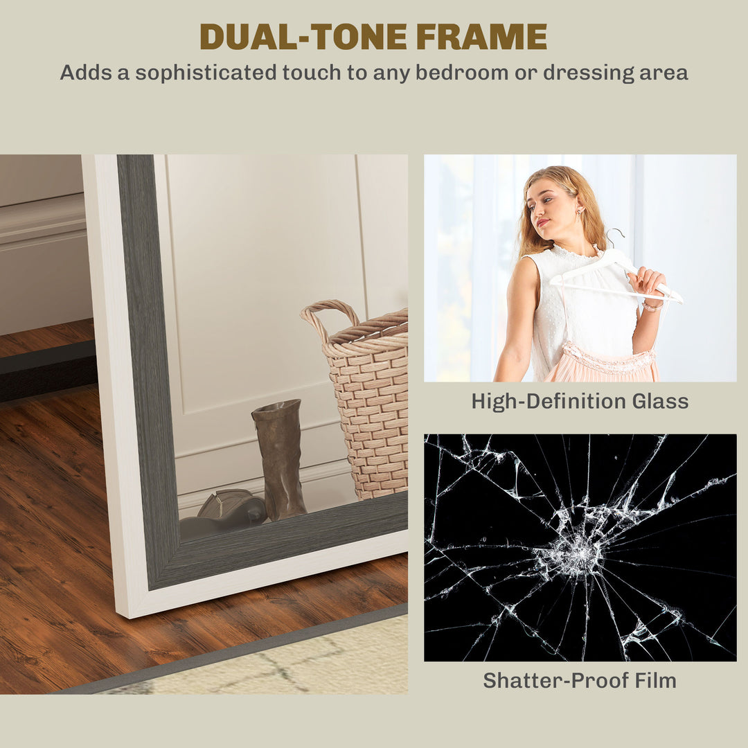 162.6 cm Two-Tone Full Length Mirror - White/Grey-Tone