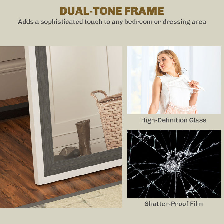 162.6 cm Two-Tone Full Length Mirror - White/Grey-Tone